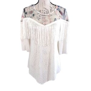 Tassels N Lace White Tasseled Top